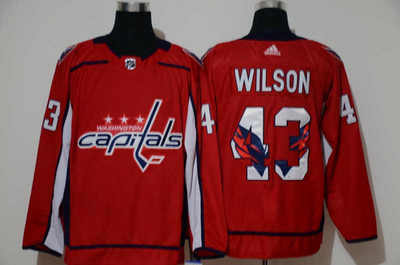 Men Washington Capitals 43 Wilson Red Adidas print NHL Jersey